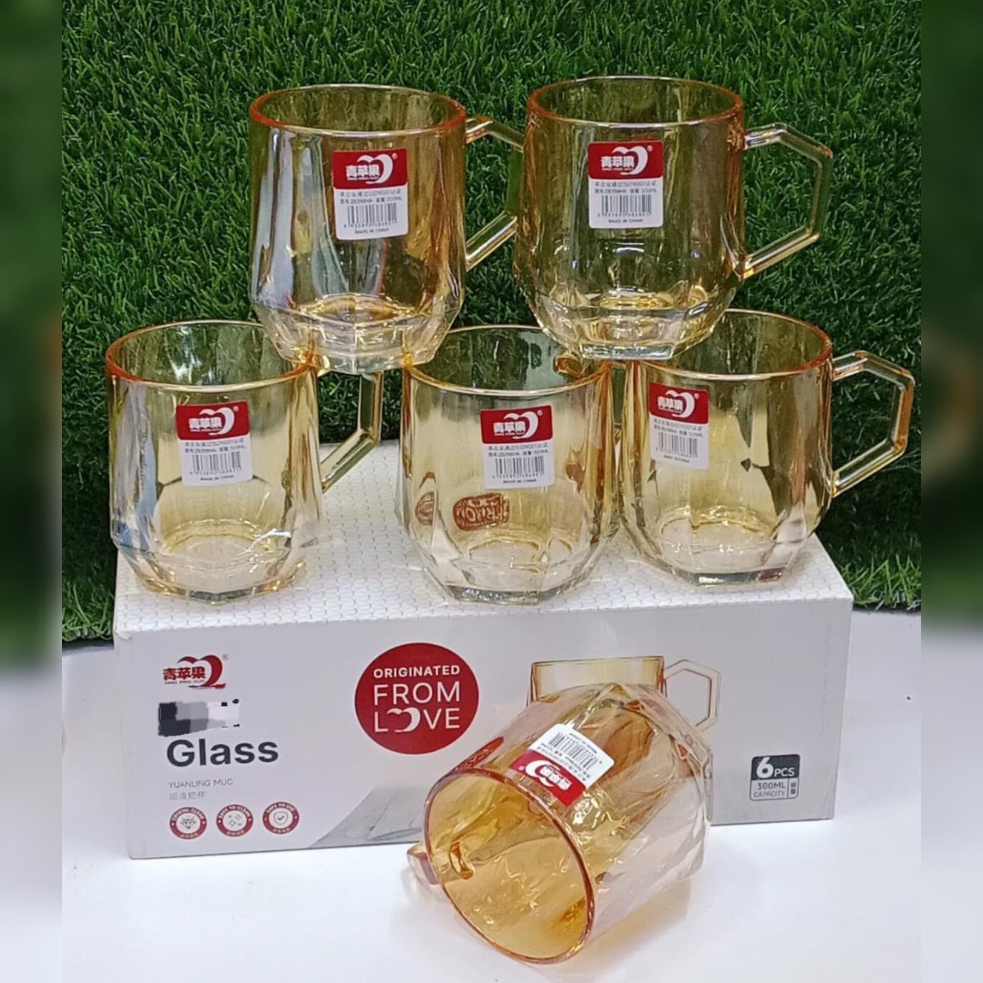 6Oc Gold Mugs Glass Cups