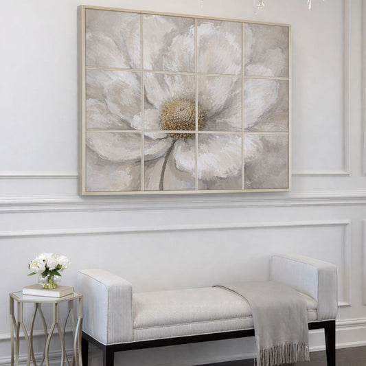 Floral Grid Textured Wall Art