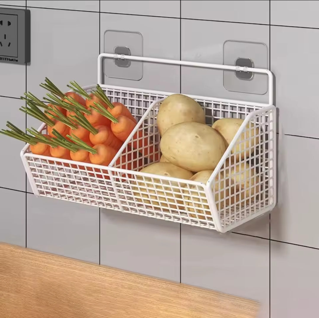 Wall mounted kitchen storage basket