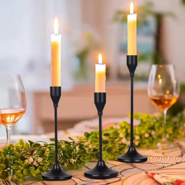3 in 1 Black metallic candle holder