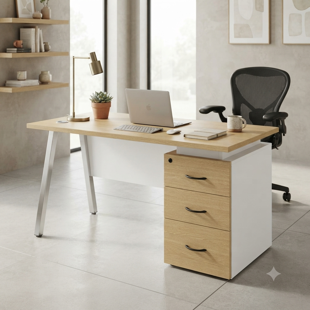 1.4M Wooden Office Desk with 3 Drawers