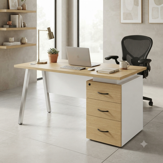 1.4M Wooden Office Desk with 3 Drawers