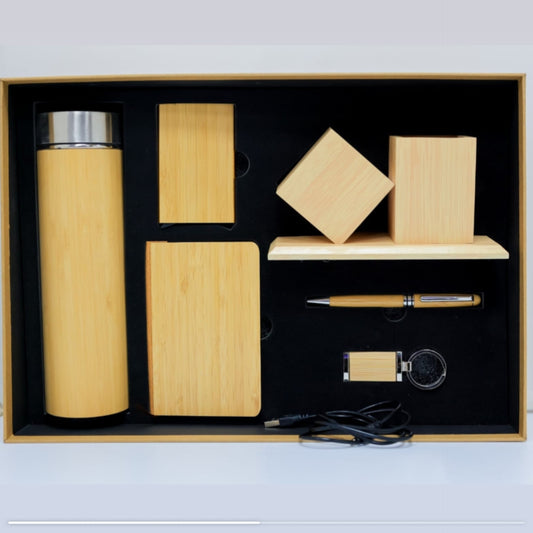 Eco-Friendly Bamboo Executive Gift Set with Flask and USB