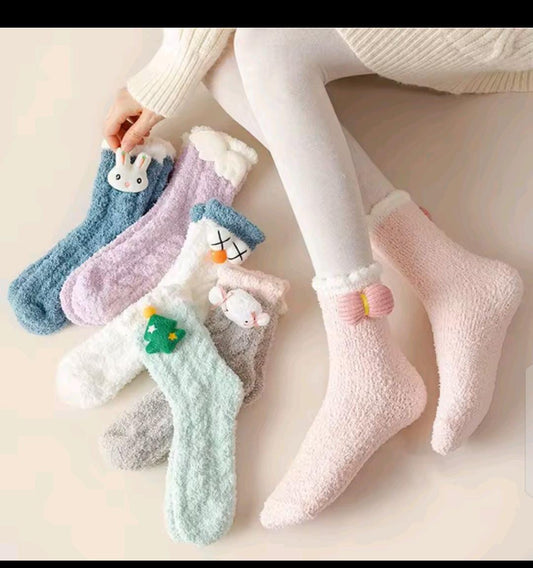 Winter coral fleece socks