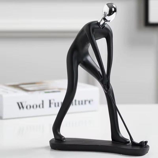 Abstract Ceramic Golf Player Desk Sculpture