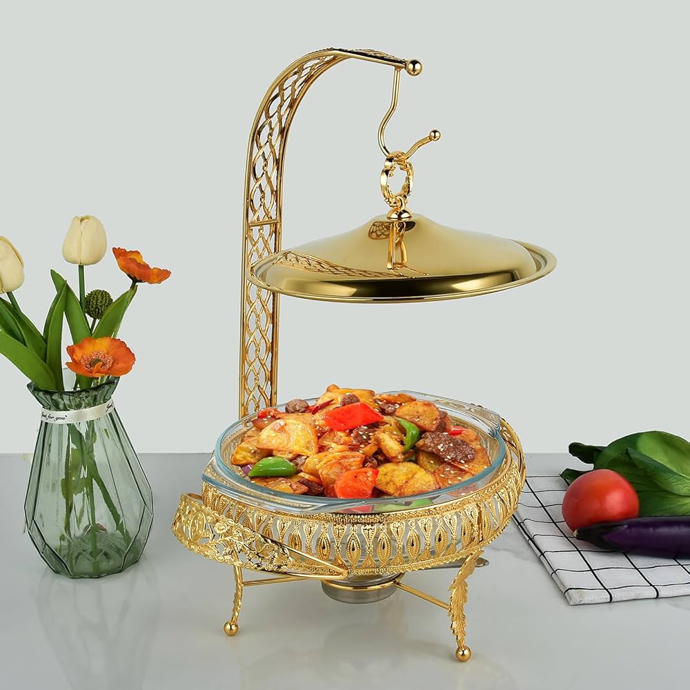 3litres golden oval chaffing dish glass