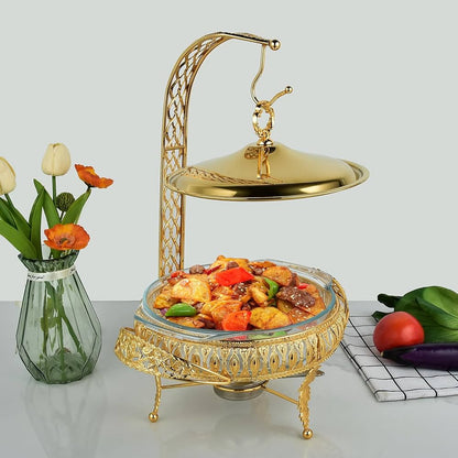 3litres golden oval chaffing dish glass