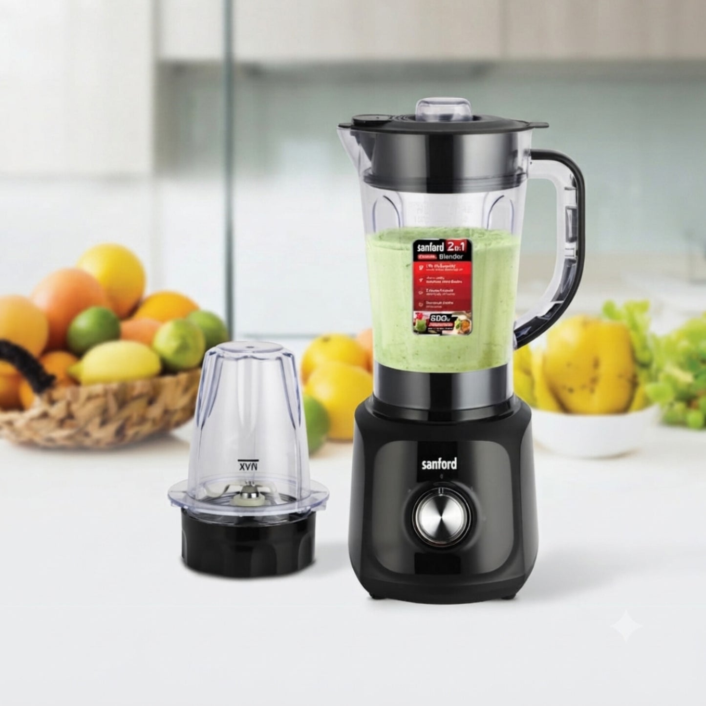 Sanford Blender Grinder 2 In 1 With 600W Motor and Stainless Steel Blades - SF6839BR