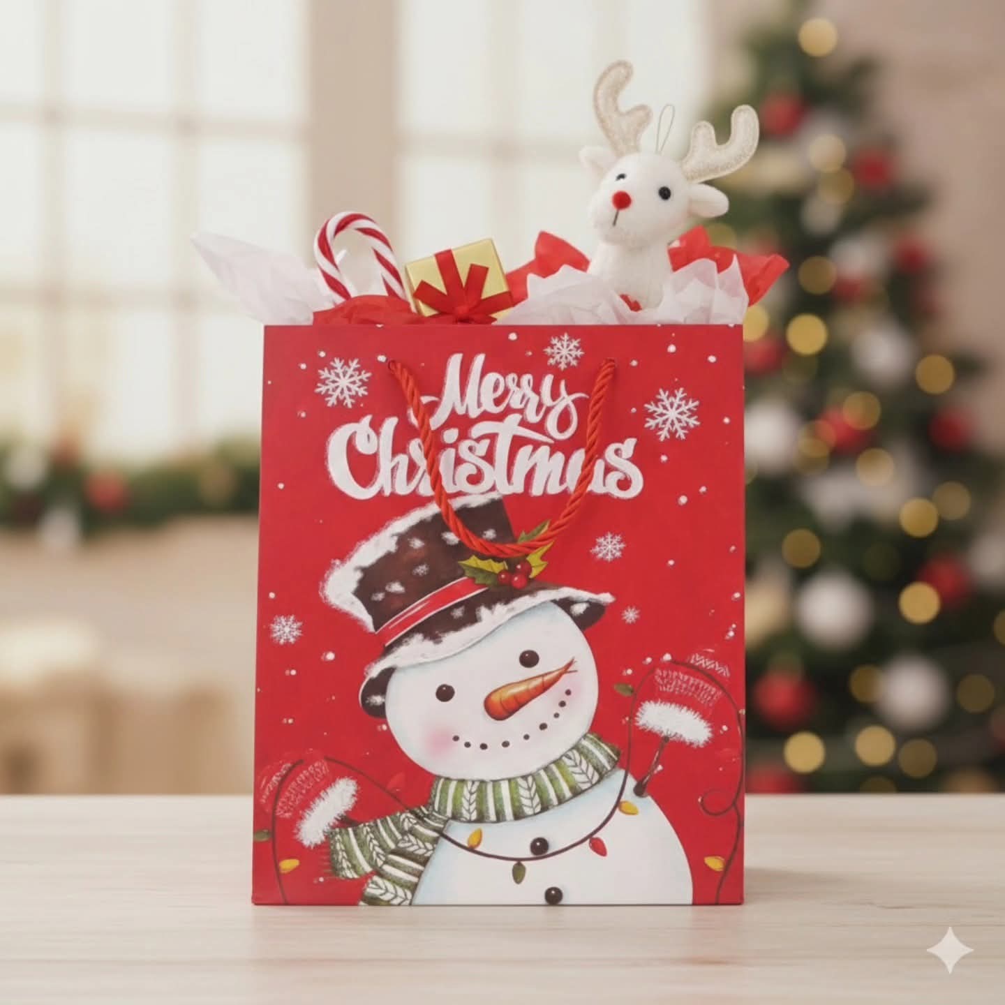 SET OF 6 FESTIVE BUFFALO PLAID MERRY CHRISTMAS GIFT BAGS