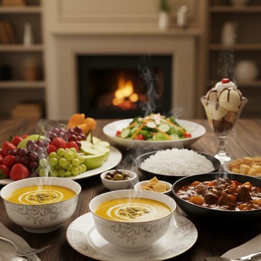 6pc White Bone Soup Bowl Set with Gold