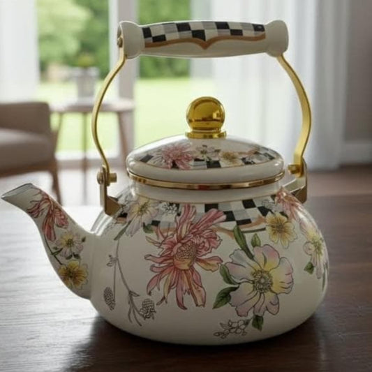 Floral Pattern Enamel Tea Kettle