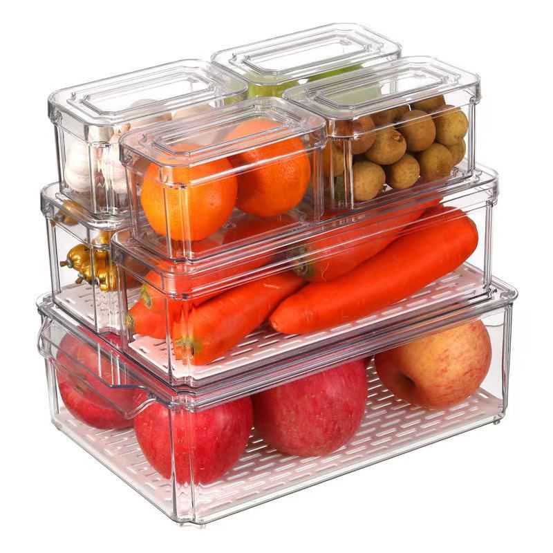 Free stackable acrylic fridge organizer bins with lids