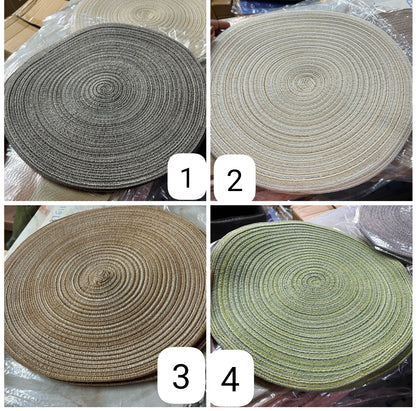 6 pcs Round Table Mat Woven Ramie Placement anti slip dining table mats.