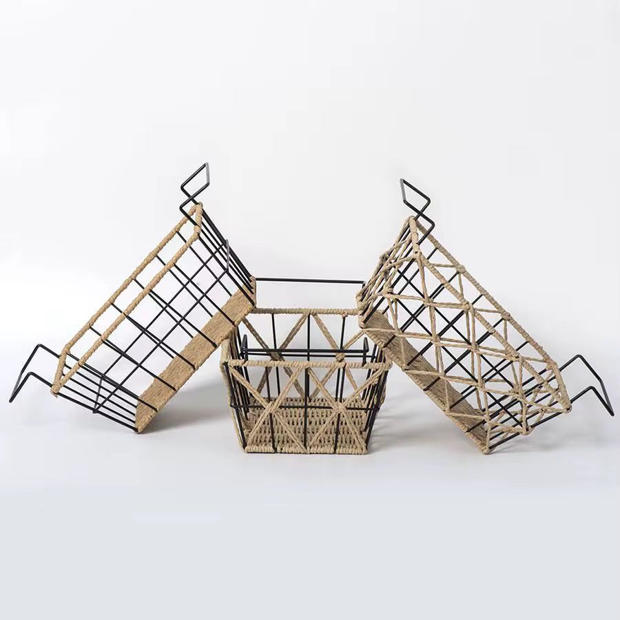Woven wire storage basket