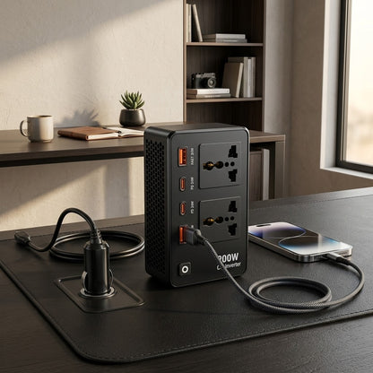 200W Car Inverter Dual AC and USB Charging Ports