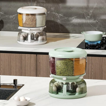 6 Grid Rotating Cereal and Grain Dispenser