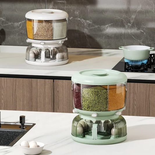 6 Grid Rotating Cereal and Grain Dispenser