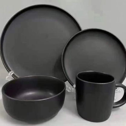 24pcs ceramic black dinner set