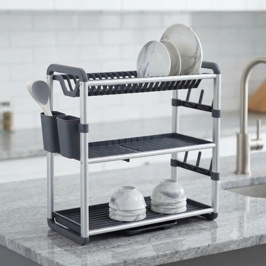 3 Tier Aluminium Plastic Dish Rack