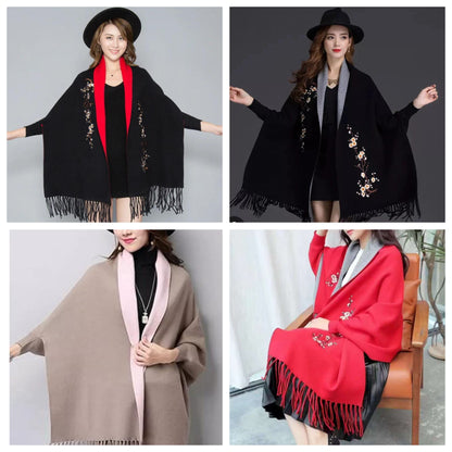 Double Sided Knitted Winter Sweater Shawl