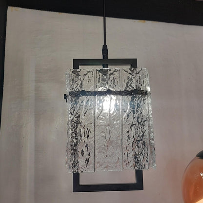 Square Textured Glass Pendant Light