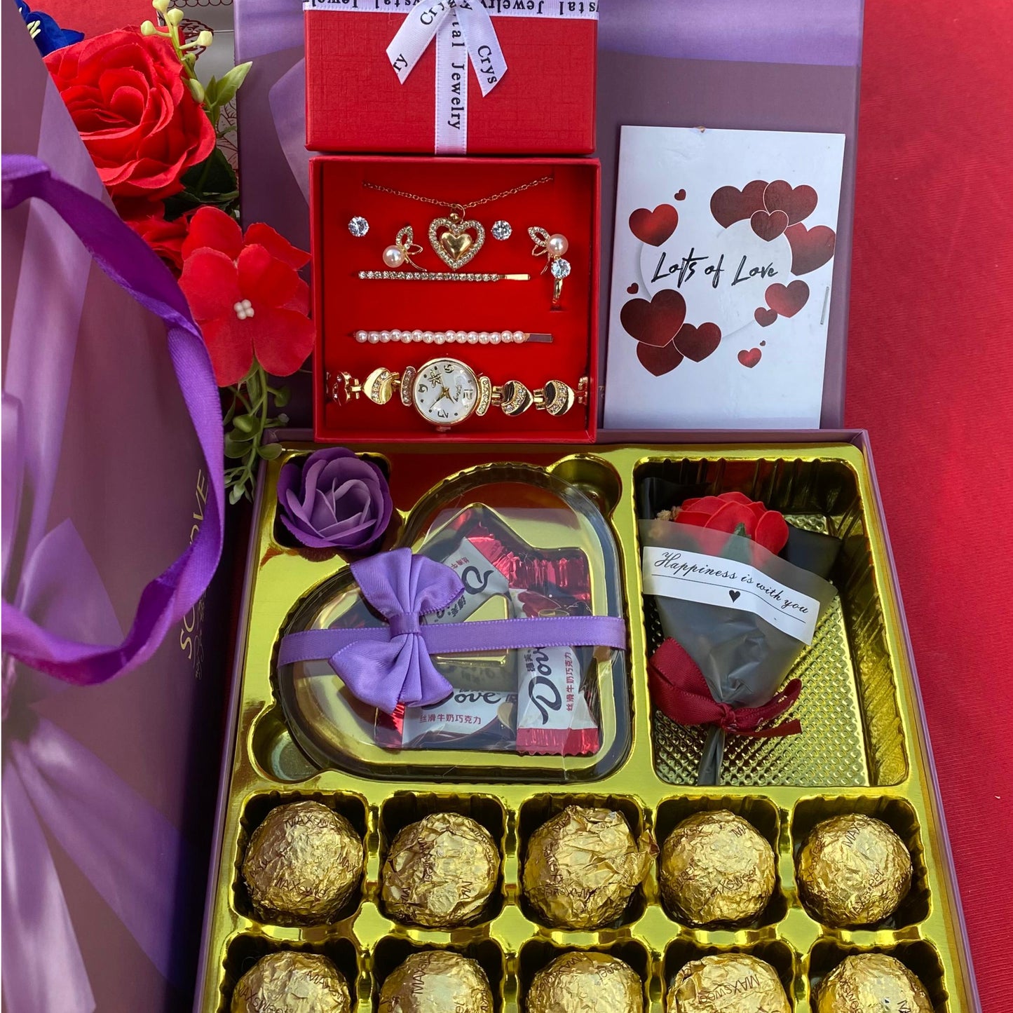 Valentine Jewelry and Chocolate Accessory Gift Set