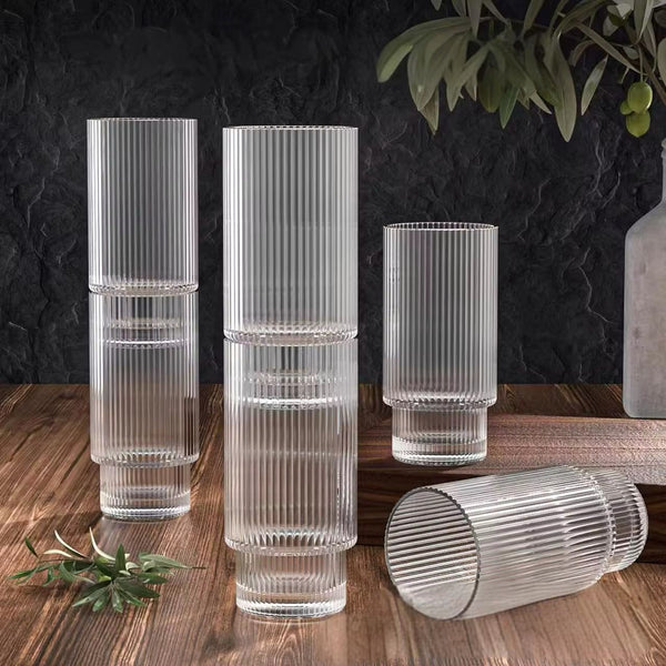 6Pc Elegance Ribbed Glasses