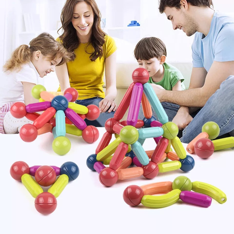 3D 64 Magnetic Building Blocks Magnetic Sticks Kids Toy Gha