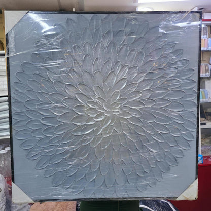 Square Textured Floral Canvas Art 90 Cm