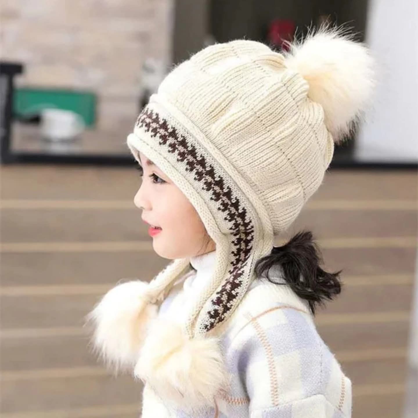 Winter knit pull over hat