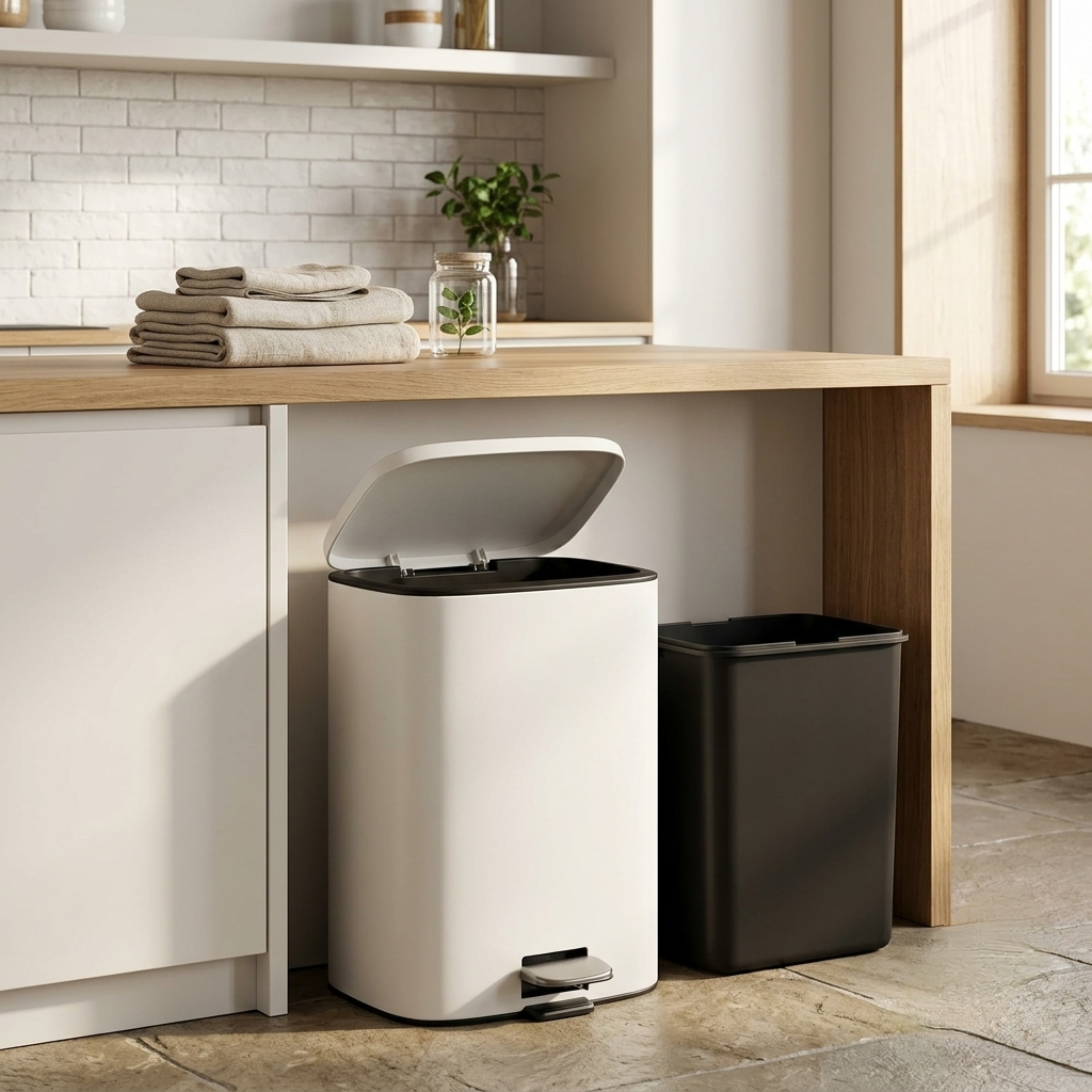 18L SS Soft Close Stainless Cream Pedal Bin with Inner Bin