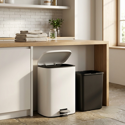 18L SS Soft Close Stainless Cream Pedal Bin with Inner Bin