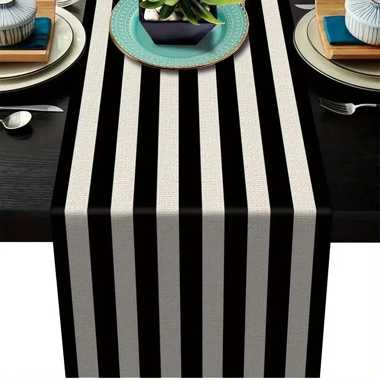Stripe  Linen Table Runner
