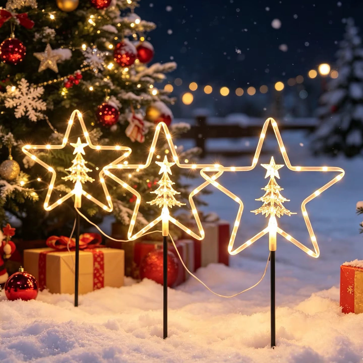 4Pcs Solar Christmas Garden Pathway Light Set Gha