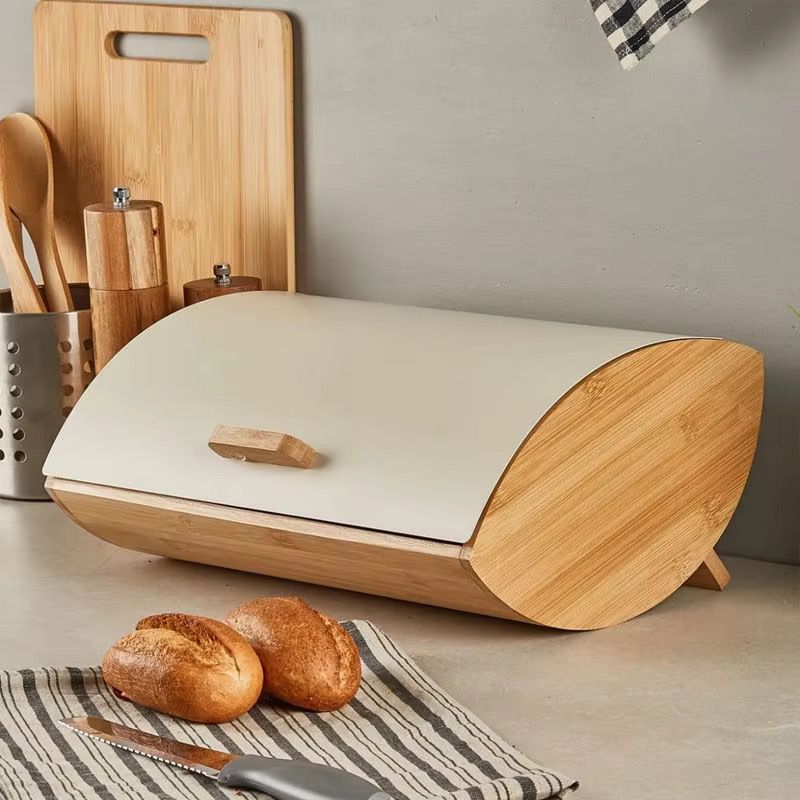 Bamboo Bread Bin with Metallic Cover Gha