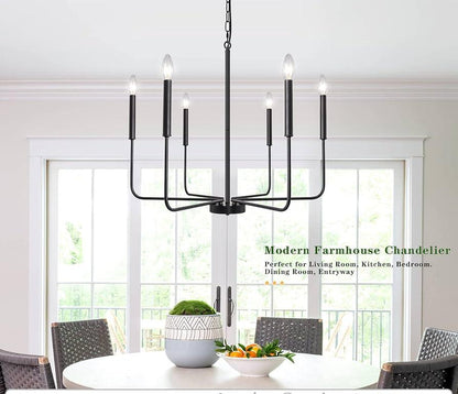 Six-Light Matte Black Candelabra Chandelier