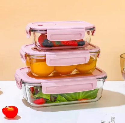 3Pc  glass airtight food containers set