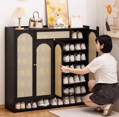 Black Wooden Bamboo Shoe Rack Gha