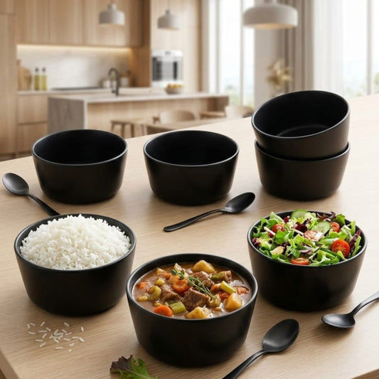 Set 6pcs Black Crockery Soup