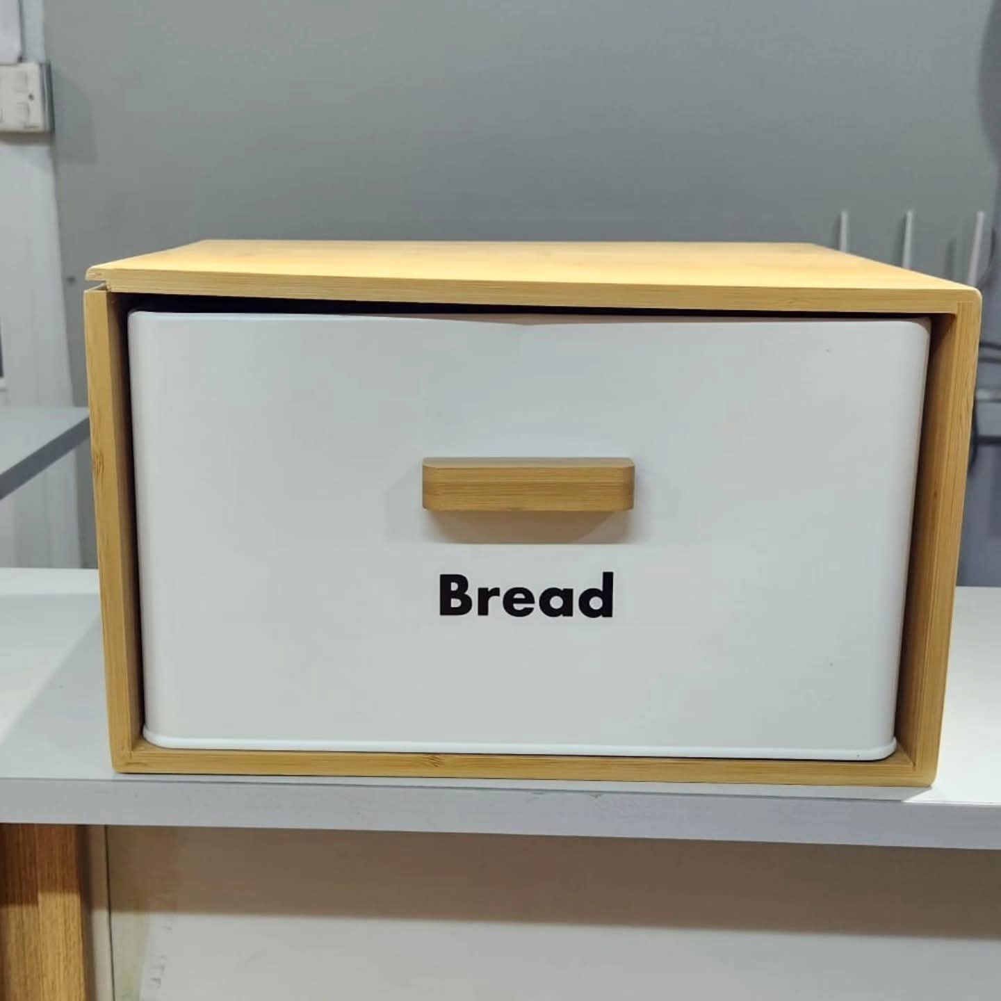 Metallic bamboo bread bin