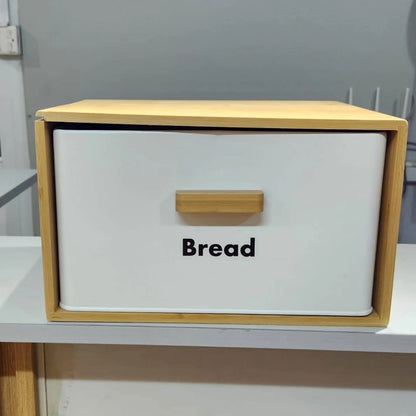 Metallic bamboo bread bin