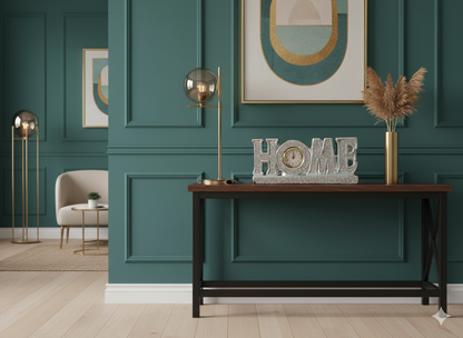 Elegant Glittery "Home" Tabletop clock decor*