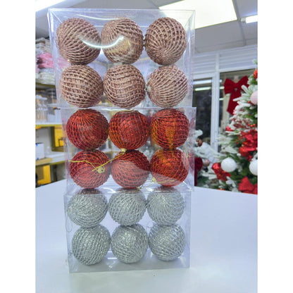 6Pc Glittering Large Christmas Balls Ornaments 8Cm