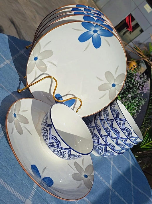 12pc blue dinner set