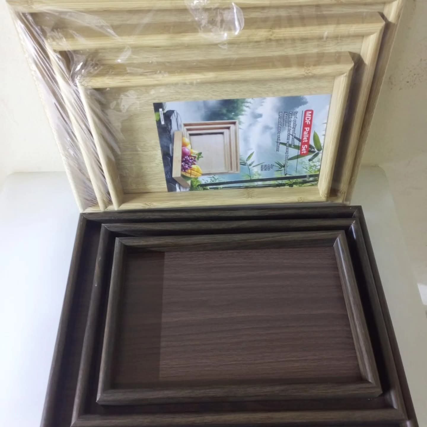 3 Piece Bamboo Serving Tray Set
