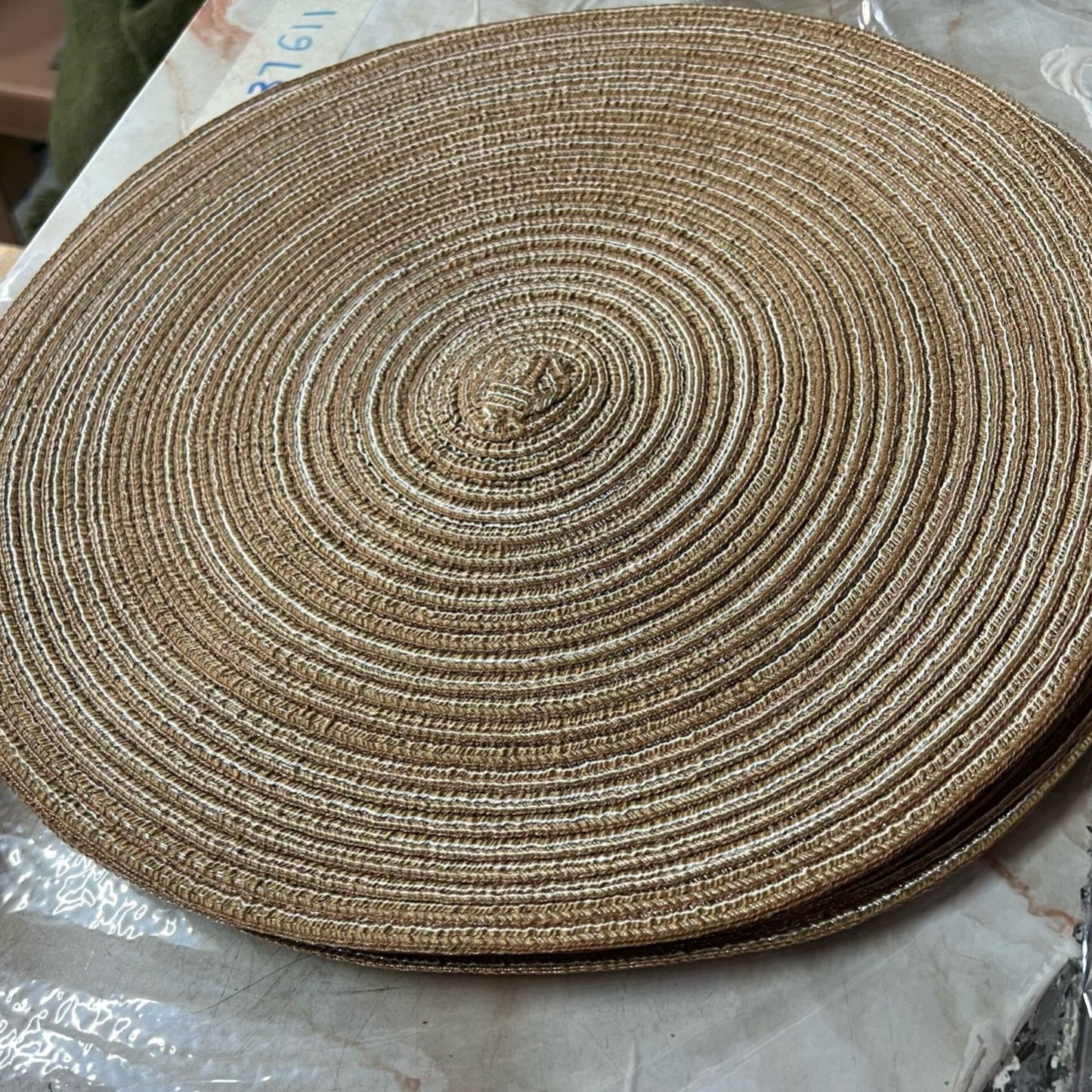 6 pcs Round Table Mat Woven Ramie Placement anti slip dining table mats.