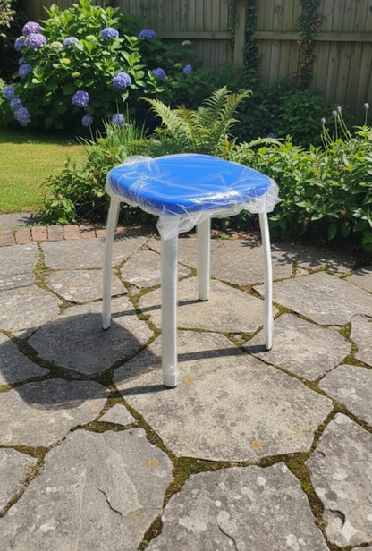 Metallic legs plastic seat