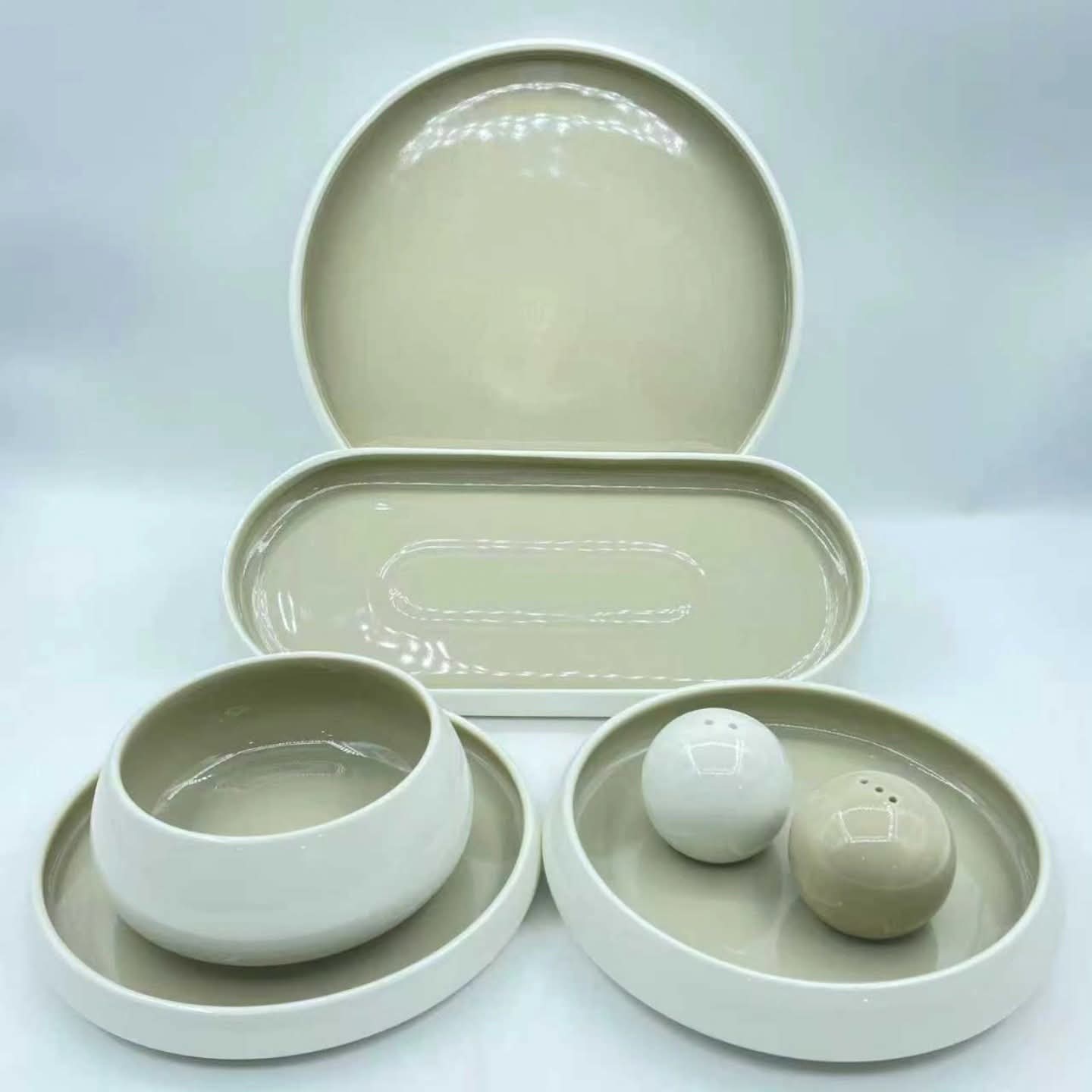 27 Pcs Double Glaze Porcelain Dinner Set