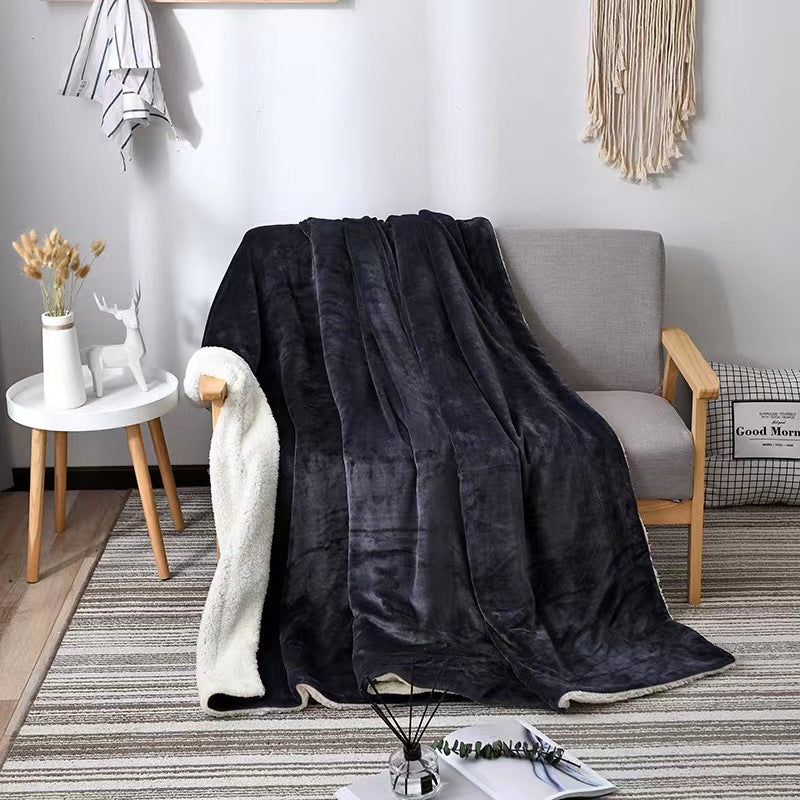 Double layer throw blanket