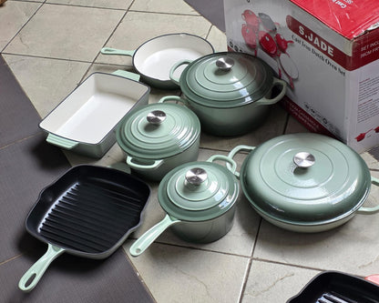 11pc Enamel cast iron cookware set